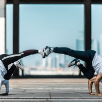 2 Olympic Break dancers in final pose